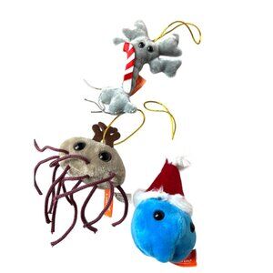 Lot 3 Giant Microbes Christmas Oranments E Coli Brain Cell Common Cold Teacher G